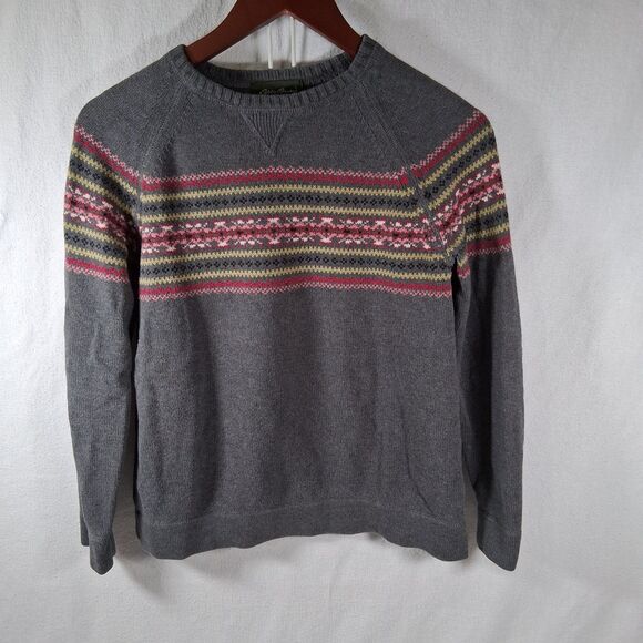 Vintage Eddie Bauer Women's Sz PXS Fair Isle Nordic Sweater Cottagecore Cotton - Picture 1 of 8